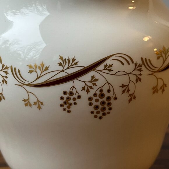 COALPORT Burgundy Pattern Creamer Cream Pitcher White Gold Grapes Vines England - Picture 6 of 14